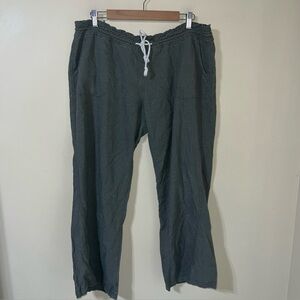 Women’s Green Linen Blend stretchy Pants XL